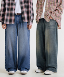 LEMAIN SECOND（リメインセカンド）の「[2PACK] VINTAGE CAT WASHING WIDE DENIM PANTS - SAND BLUE/DARK BLUE（デニムパンツ）」