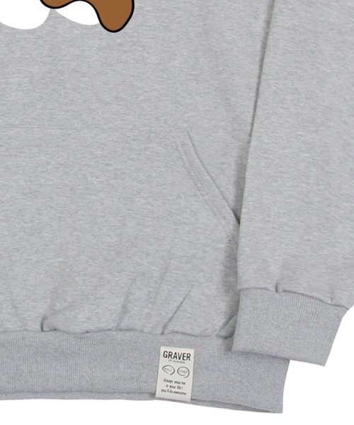GRAVER（グレーバー）の「[ユニセックス]ビッグフラワーベアスマイルフードパーカー_グレー（スウェット・レディース・グレー・SMALL/MEDIUM/LARGE）」の5枚目の写真