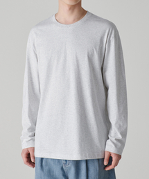 [クールタンダード] クルーネック長袖Tシャツ [メランジライトグレー]