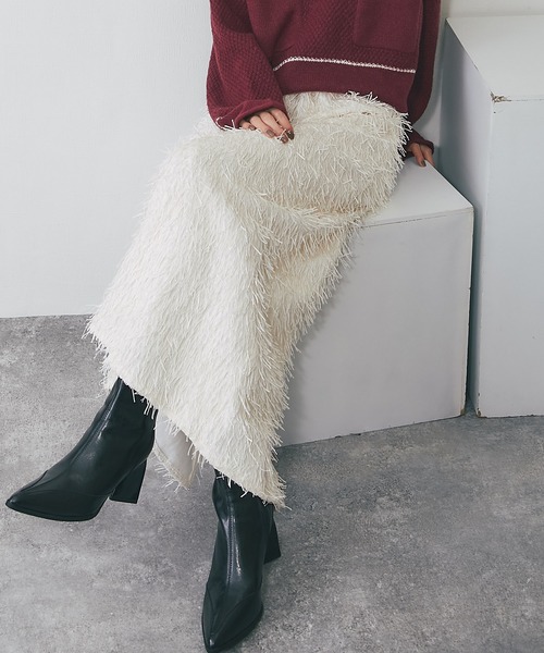 ANOTHER S（アナザーエス）の「シャギーフリンジロングスカート（スカート・レディース・ブラック/アイボリー・FREE）」の18枚目の写真