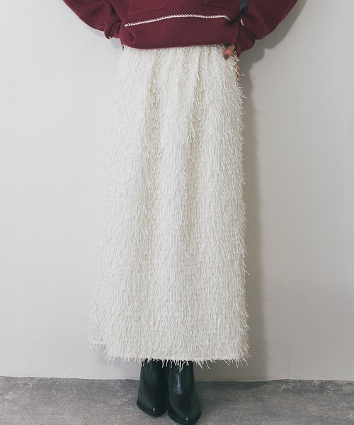 ANOTHER S（アナザーエス）の「シャギーフリンジロングスカート（スカート・レディース・ブラック/アイボリー・FREE）」の6枚目の写真