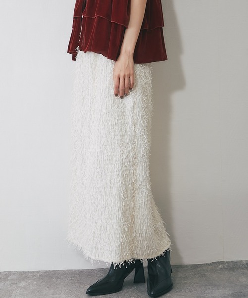 ANOTHER S（アナザーエス）の「シャギーフリンジロングスカート（スカート・レディース・ブラック/アイボリー・FREE）」の10枚目の写真