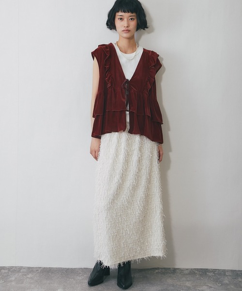 ANOTHER S（アナザーエス）の「シャギーフリンジロングスカート（スカート・レディース・ブラック/アイボリー・FREE）」の12枚目の写真