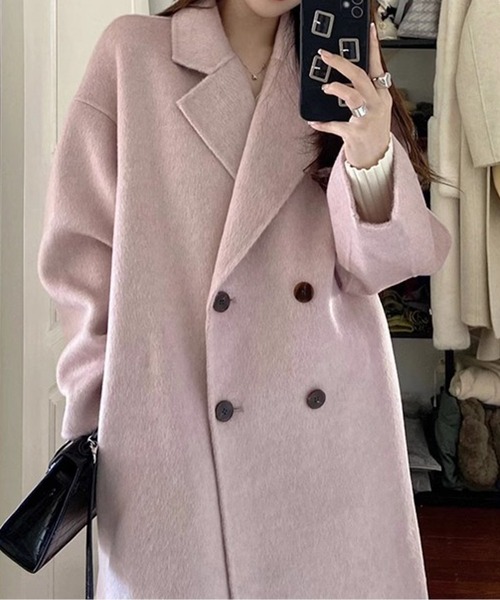 AMAJI（アマジ）の「ウールタッチダブルボタンコート（その他アウター