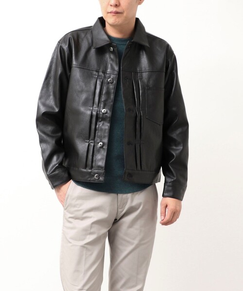 セール】フェイクレザートラッカージャケット（ライダースジャケット