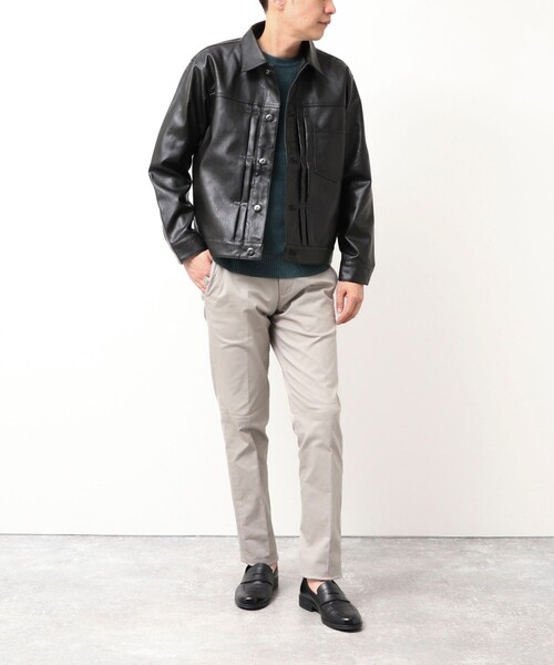 NOLLEY'S LIGHT（ノーリーズライト）の「フェイクレザートラッカージャケット（ライダースジャケット・メンズ・ブラック・M/L）」の4枚目の写真