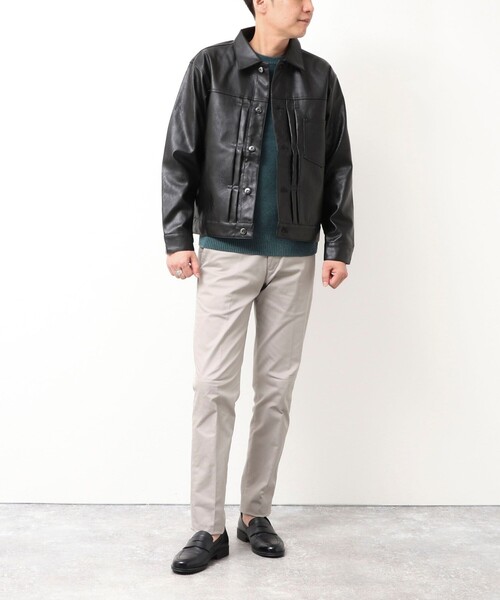 NOLLEY'S LIGHT（ノーリーズライト）の「フェイクレザートラッカージャケット（ライダースジャケット・メンズ・ブラック・M/L）」の5枚目の写真