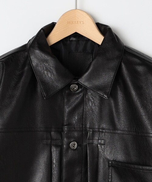 NOLLEY'S LIGHT（ノーリーズライト）の「フェイクレザートラッカージャケット（ライダースジャケット・メンズ・ブラック・M/L）」の7枚目の写真