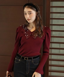 Rirandture | パールレースカラーニットトップス(ニット/セーター)