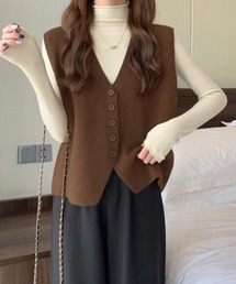 ニットベスト ニットジレ 重ね着 秋冬服
