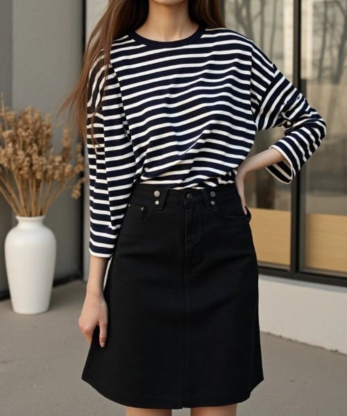 cammie(キャミー)の「コーデュロイウエストボタンスカート(スカート・レディース・ブラック・M/L)」の2枚目の写真