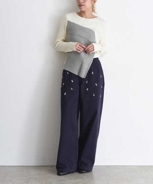 新品　今季　Eimee Law エンブロイダリー コットンチノパンツ　ネイビー セール】エンブロイダリー コットンチノパンツ（チノパンツ）｜Eimee