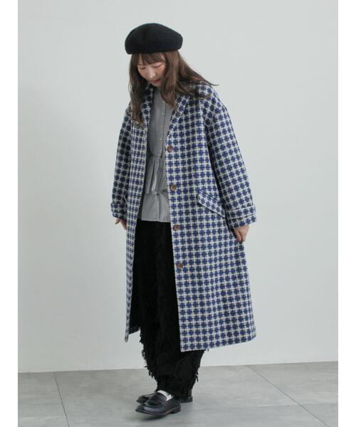 TSUHARU by Samansa Mos2（ツハルバイサマンサモスモス）の「【尾州ウール】フラワー柄ジャカードコート（その他アウター・レディース・ブルー/ネイビー/ベージュ・F）」の9枚目の写真