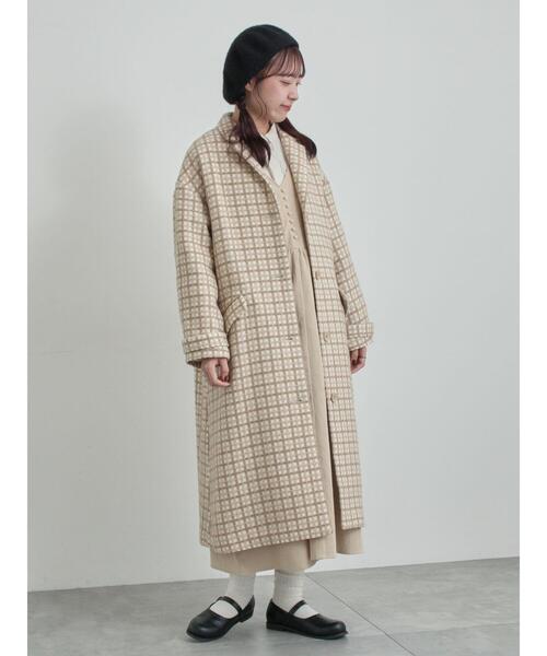 TSUHARU by Samansa Mos2（ツハルバイサマンサモスモス）の「【尾州ウール】フラワー柄ジャカードコート（その他アウター・レディース・ブルー/ネイビー/ベージュ・F）」の14枚目の写真