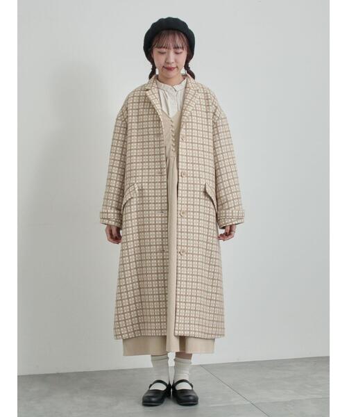 TSUHARU by Samansa Mos2（ツハルバイサマンサモスモス）の「【尾州ウール】フラワー柄ジャカードコート（その他アウター・レディース・ブルー/ネイビー/ベージュ・F）」の17枚目の写真