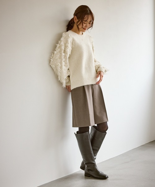 ROPE' PICNIC(ロペピクニック)の「【emur/エミュール】ラメジャガードフリンジスリーブプルオーバー(ニット/セーター・レディース・グレー/オフホワイト/ブルー・38)」の11枚目の写真