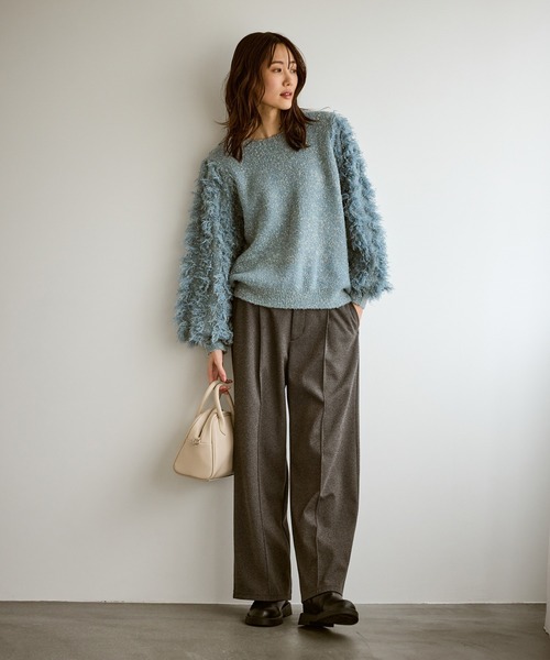 ROPE' PICNIC(ロペピクニック)の「【emur/エミュール】ラメジャガードフリンジスリーブプルオーバー(ニット/セーター・レディース・グレー/オフホワイト/ブルー・38)」の19枚目の写真