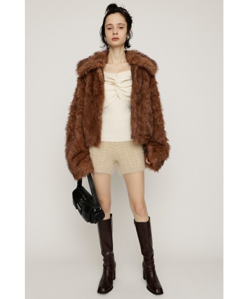 SLY（スライ）の「SHINY CABLE S/PT シャイニー ケーブル ショートパンツ 秋服 冬服（スラックス・レディース・アイボリー/グレー/ブラウン・FREE）」の4枚目の写真