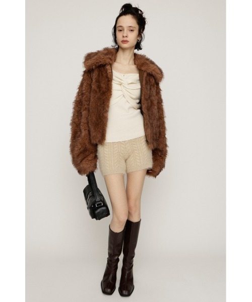 SLY（スライ）の「SHINY CABLE S/PT シャイニー ケーブル ショートパンツ 秋服 冬服（スラックス・レディース・アイボリー/グレー/ブラウン・FREE）」の5枚目の写真