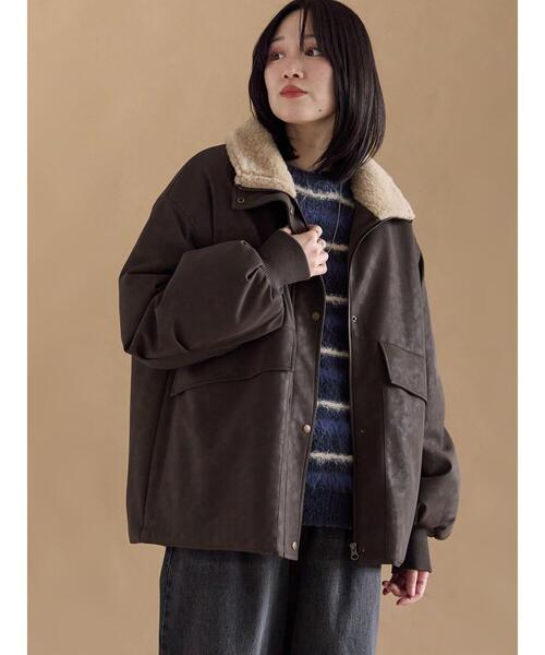 sm2rhythm（サマンサモスモスリズム）の「レザーライクミリタリージャケット（ノーカラージャケット・レディース・カーキ/ブラック/ブラウン・F）」の4枚目の写真