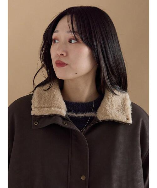 sm2rhythm（サマンサモスモスリズム）の「レザーライクミリタリージャケット（ノーカラージャケット・レディース・カーキ/ブラック/ブラウン・F）」の5枚目の写真