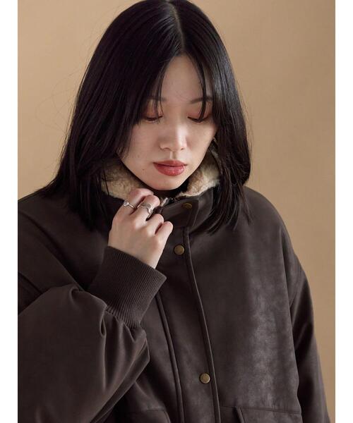 sm2rhythm（サマンサモスモスリズム）の「レザーライクミリタリージャケット（ノーカラージャケット・レディース・カーキ/ブラック/ブラウン・F）」の6枚目の写真