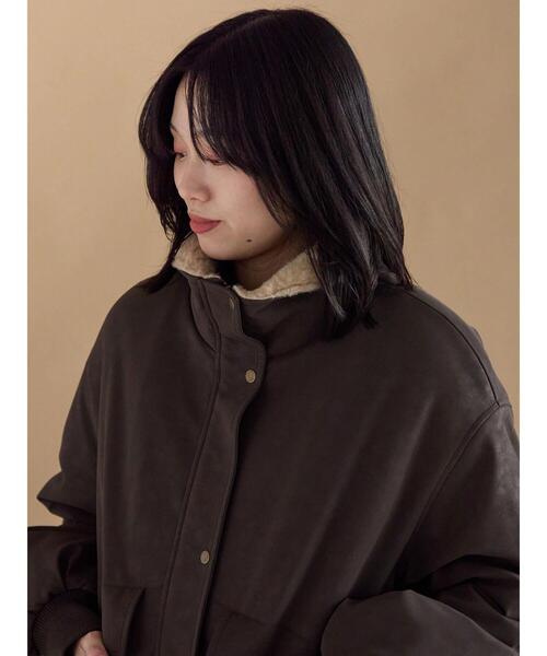 sm2rhythm（サマンサモスモスリズム）の「レザーライクミリタリージャケット（ノーカラージャケット・レディース・カーキ/ブラック/ブラウン・F）」の7枚目の写真