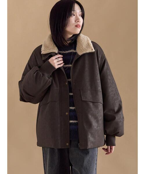 sm2rhythm（サマンサモスモスリズム）の「レザーライクミリタリージャケット（ノーカラージャケット・レディース・カーキ/ブラック/ブラウン・F）」の8枚目の写真