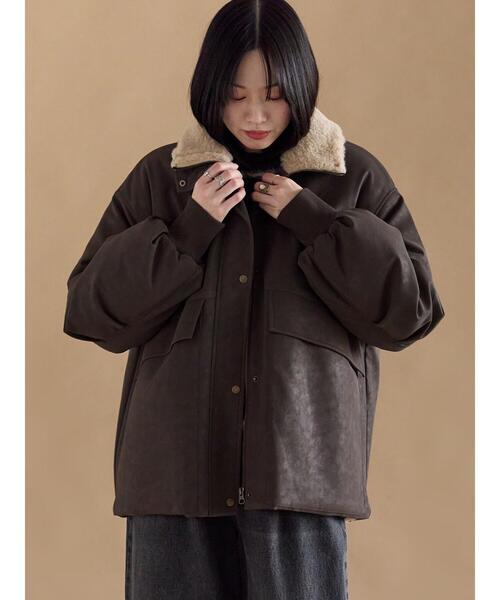 sm2rhythm（サマンサモスモスリズム）の「レザーライクミリタリージャケット（ノーカラージャケット・レディース・カーキ/ブラック/ブラウン・F）」の9枚目の写真