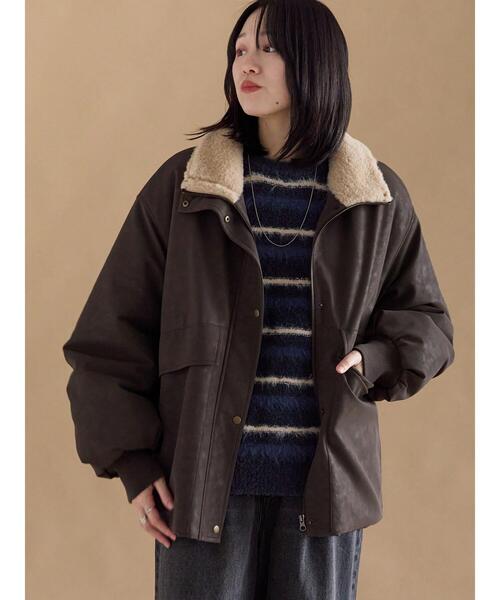 sm2rhythm（サマンサモスモスリズム）の「レザーライクミリタリージャケット（ノーカラージャケット・レディース・カーキ/ブラック/ブラウン・F）」の10枚目の写真