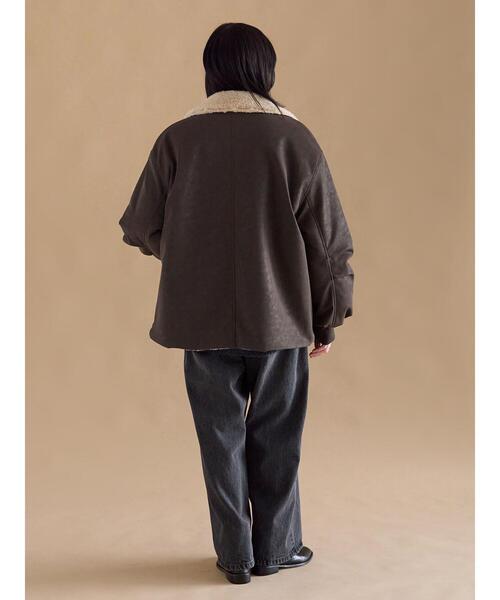 sm2rhythm（サマンサモスモスリズム）の「レザーライクミリタリージャケット（ノーカラージャケット・レディース・カーキ/ブラック/ブラウン・F）」の14枚目の写真