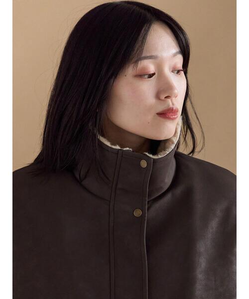 sm2rhythm（サマンサモスモスリズム）の「レザーライクミリタリージャケット（ノーカラージャケット・レディース・カーキ/ブラック/ブラウン・F）」の16枚目の写真