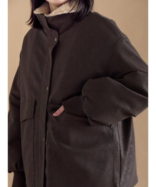 sm2rhythm（サマンサモスモスリズム）の「レザーライクミリタリージャケット（ノーカラージャケット・レディース・カーキ/ブラック/ブラウン・F）」の17枚目の写真