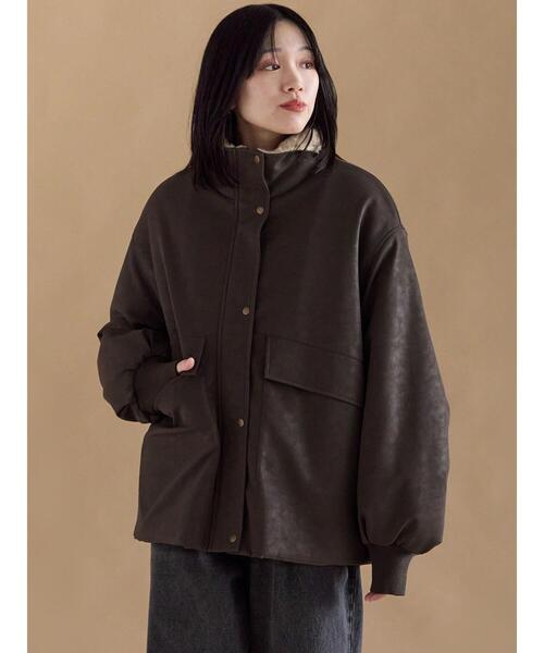 sm2rhythm（サマンサモスモスリズム）の「レザーライクミリタリージャケット（ノーカラージャケット・レディース・カーキ/ブラック/ブラウン・F）」の18枚目の写真