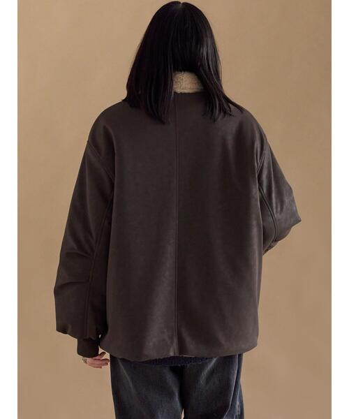 sm2rhythm（サマンサモスモスリズム）の「レザーライクミリタリージャケット（ノーカラージャケット・レディース・カーキ/ブラック/ブラウン・F）」の20枚目の写真