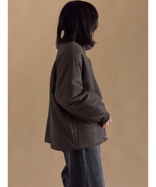 sm2rhythm（サマンサモスモスリズム）の「レザーライクミリタリージャケット（ノーカラージャケット・レディース・カーキ/ブラック/ブラウン・F）」の21枚目の写真