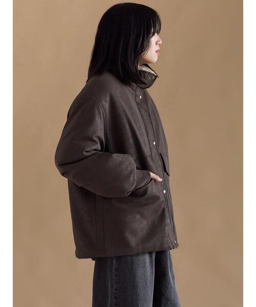 sm2rhythm（サマンサモスモスリズム）の「レザーライクミリタリージャケット（ノーカラージャケット・レディース・カーキ/ブラック/ブラウン・F）」の22枚目の写真