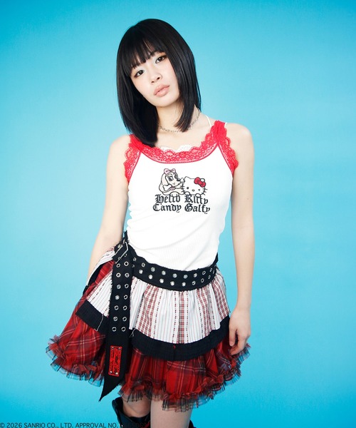 GALFY(ガルフィー)の「【GALFY/ガルフィー】コラボ 仲子レースタンク(タンクトップ・レディース・サックスブルー/ブラック/ホワイト/ピンク・FREE)」の2枚目の写真