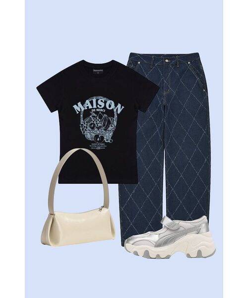 FABULOUS ARCHIVE(ファビュラスアーカイブ)の「ウィメンズフルーツスパンシングルジャージ半袖Tシャツブラックブルー(FCD2TS512W)(Tシャツ/カットソー・レディース・ブラック・MEDIUM/SMALL)」の8枚目の写真