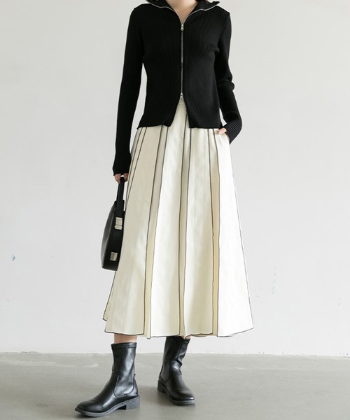 aimoha（アイモハ）の「【moyo】ラインスルーフレアスカート (AW)（スカート・レディース・ブラック/オフホワイト・SMALL/MEDIUM）」の10枚目の写真