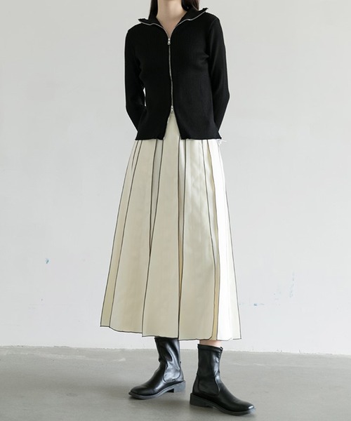 aimoha（アイモハ）の「【moyo】ラインスルーフレアスカート (AW)（スカート・レディース・ブラック/オフホワイト・SMALL/MEDIUM）」の11枚目の写真