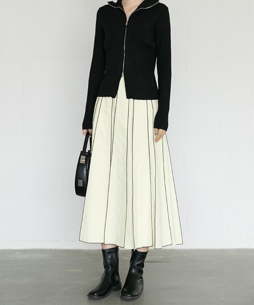 aimoha（アイモハ）の「【moyo】ラインスルーフレアスカート (AW)（スカート・レディース・ブラック/オフホワイト・SMALL/MEDIUM）」の14枚目の写真