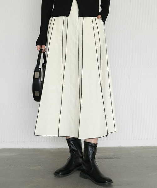 aimoha（アイモハ）の「【moyo】ラインスルーフレアスカート (AW)（スカート・レディース・ブラック/オフホワイト・SMALL/MEDIUM）」の18枚目の写真