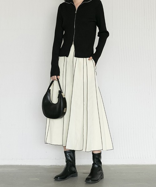 aimoha（アイモハ）の「【moyo】ラインスルーフレアスカート (AW)（スカート・レディース・ブラック/オフホワイト・SMALL/MEDIUM）」の15枚目の写真