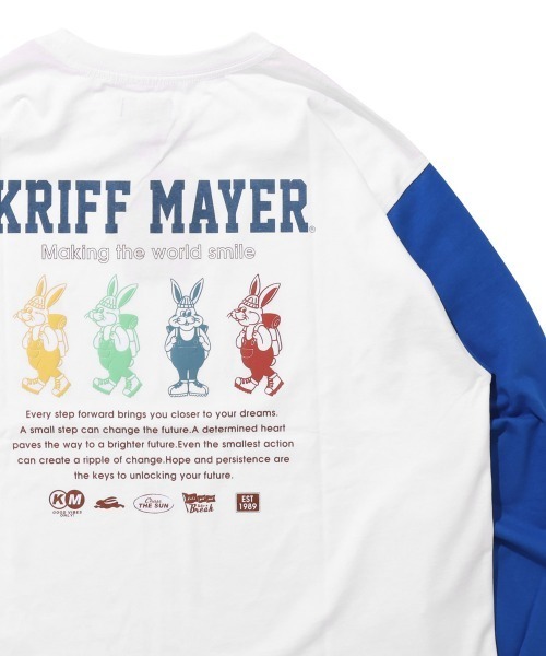 KRIFF MAYER(クリフメイヤー)の「クリフラビット 発泡プリント ロンT / バックプリント チュニックTシャツ(綿100%・体型カバー)(Tシャツ/カットソー・レディース・オフホワイト/ミント/オレンジ/チャコール/カラフル・LARGE/MEDIUM)」の5枚目の写真