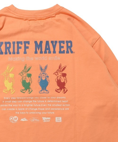 KRIFF MAYER(クリフメイヤー)の「クリフラビット 発泡プリント ロンT / バックプリント チュニックTシャツ(綿100%・体型カバー)(Tシャツ/カットソー・レディース・オフホワイト/ミント/オレンジ/チャコール/カラフル・LARGE/MEDIUM)」の2枚目の写真