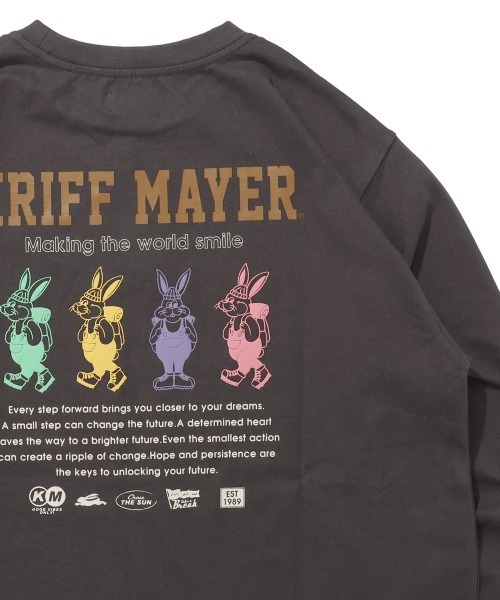 KRIFF MAYER(クリフメイヤー)の「クリフラビット 発泡プリント ロンT / バックプリント チュニックTシャツ(綿100%・体型カバー)(Tシャツ/カットソー・レディース・オフホワイト/ミント/オレンジ/チャコール/カラフル・LARGE/MEDIUM)」の3枚目の写真