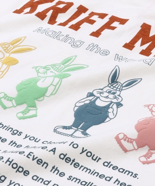 KRIFF MAYER(クリフメイヤー)の「クリフラビット 発泡プリント ロンT / バックプリント チュニックTシャツ(綿100%・体型カバー)(Tシャツ/カットソー・レディース・オフホワイト/ミント/オレンジ/チャコール/カラフル・LARGE/MEDIUM)」の22枚目の写真