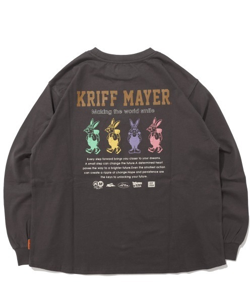 KRIFF MAYER(クリフメイヤー)の「クリフラビット 発泡プリント ロンT / バックプリント チュニックTシャツ(綿100%・体型カバー)(Tシャツ/カットソー・レディース・オフホワイト/ミント/オレンジ/チャコール/カラフル・LARGE/MEDIUM)」の20枚目の写真