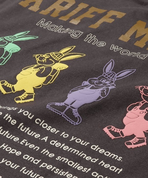 KRIFF MAYER(クリフメイヤー)の「クリフラビット 発泡プリント ロンT / バックプリント チュニックTシャツ(綿100%・体型カバー)(Tシャツ/カットソー・レディース・オフホワイト/ミント/オレンジ/チャコール/カラフル・LARGE/MEDIUM)」の18枚目の写真